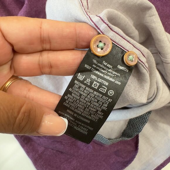 TED BAKER LONDON Mens SZ XL Purple Button Down Shirt 100% Cotton Business casual - Picture 6 of 12